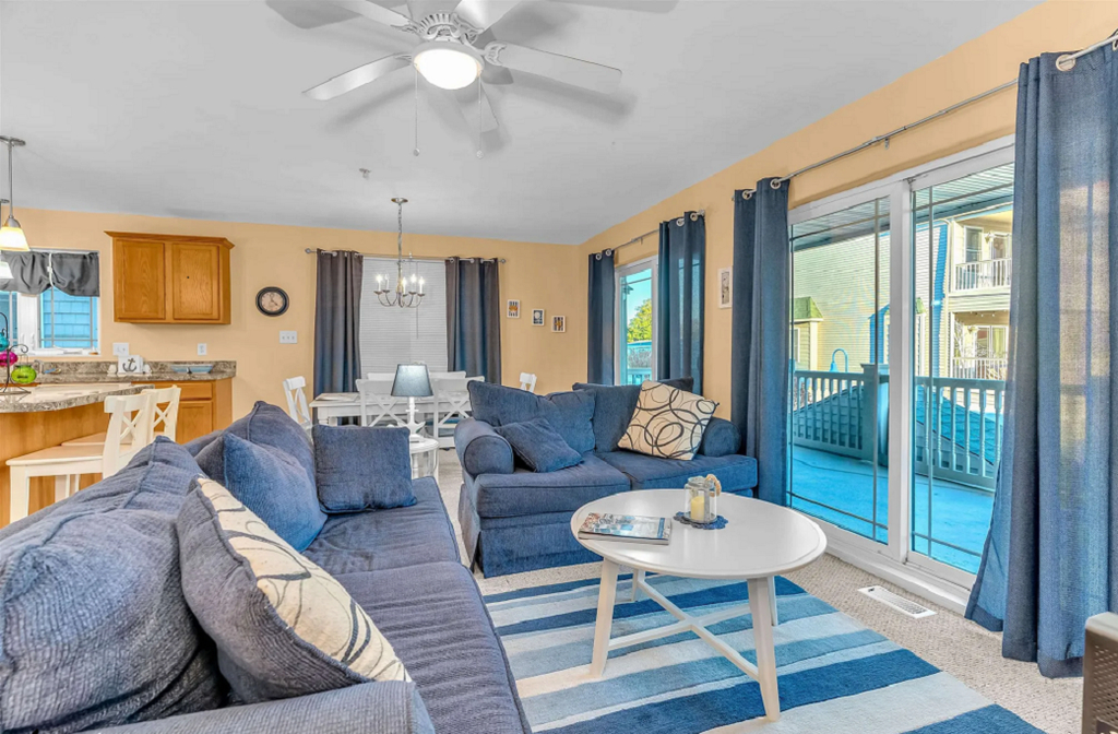 Living Room with Sliders to Balcony