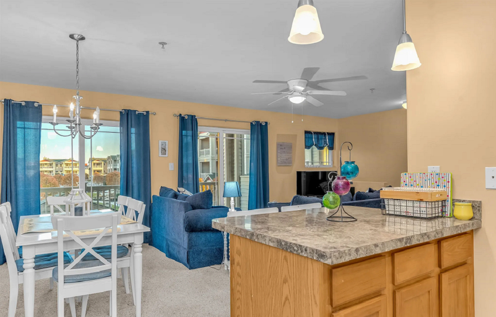 Dining Room with Sliders to Balcony
