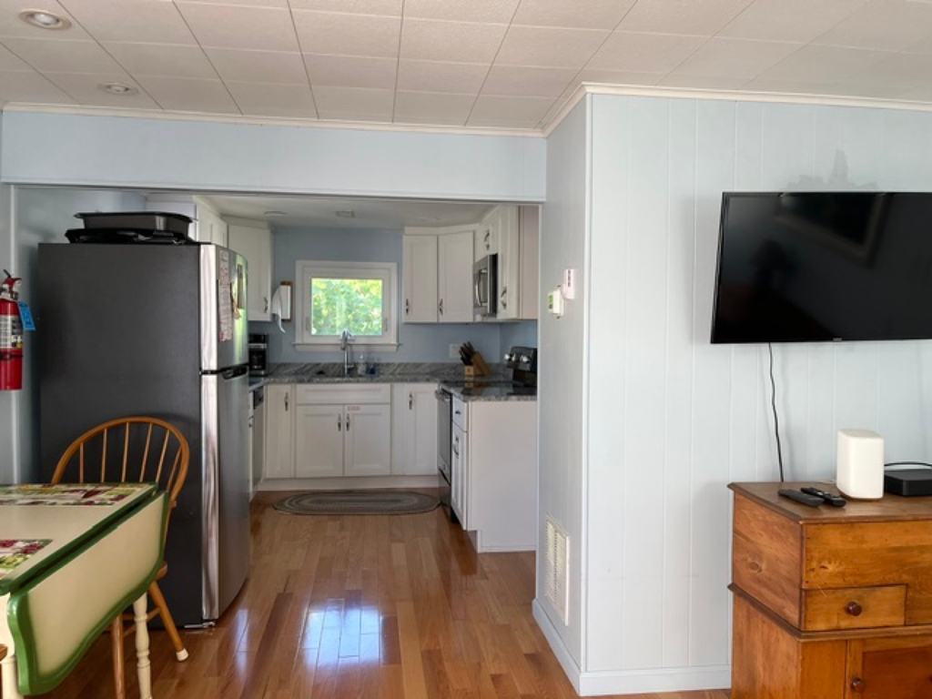 view from living room to kitchen