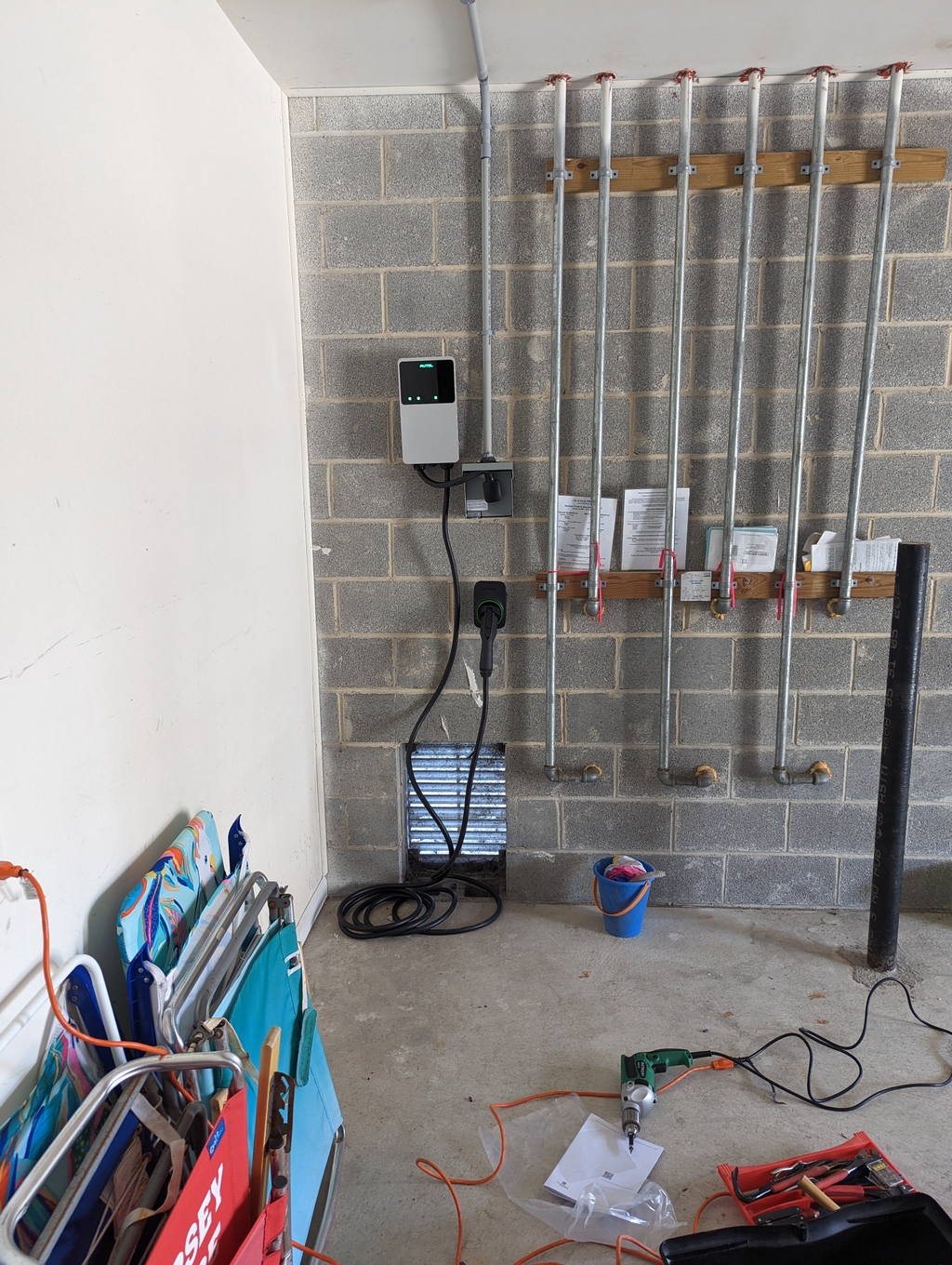 Electric Vehicle Charger in the garage