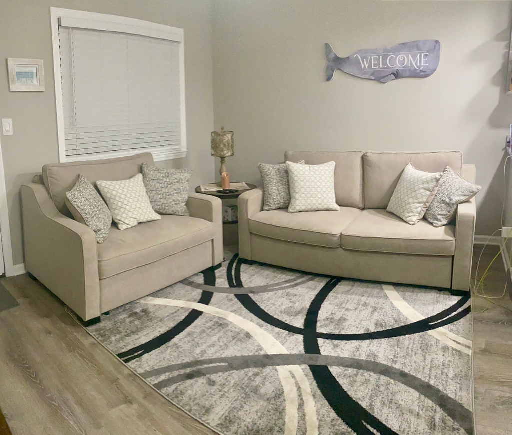 Living room with sleeper sofa.