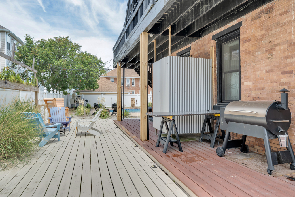 Smoker and outdoor shower