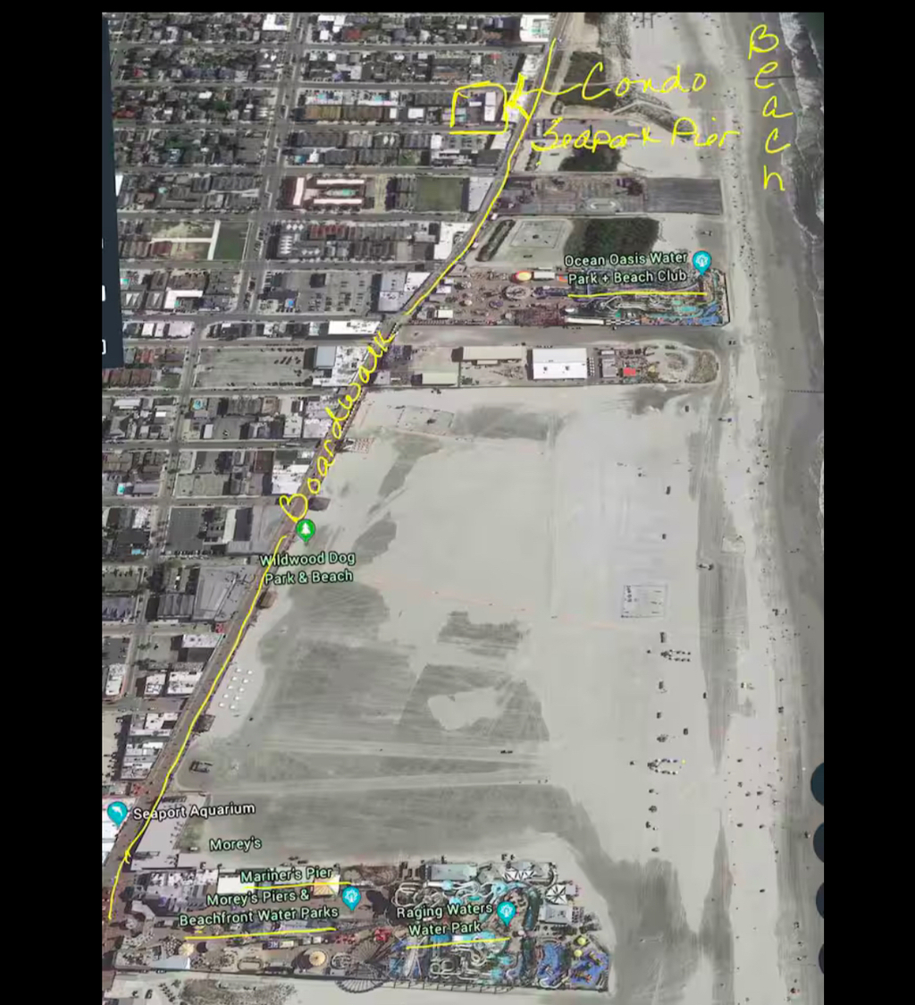 Location, location, location! Right off the boardwalk, next to the beach. 