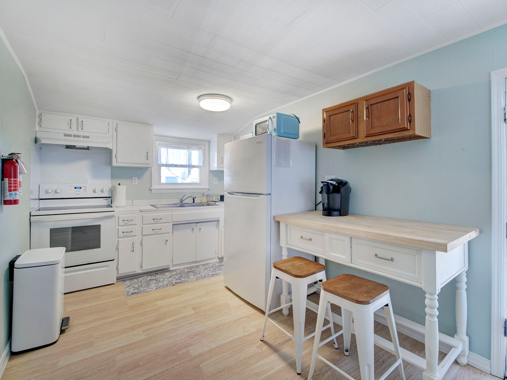 kitchen and eating area