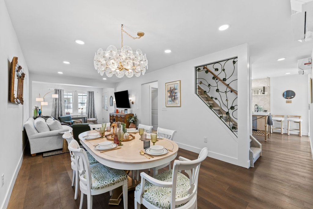 Living and Dining Area with 3rd level stairs