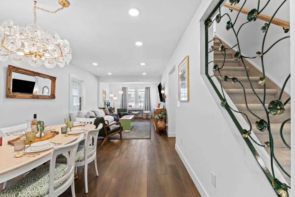 Living and Dining Area with 3rd level stairs