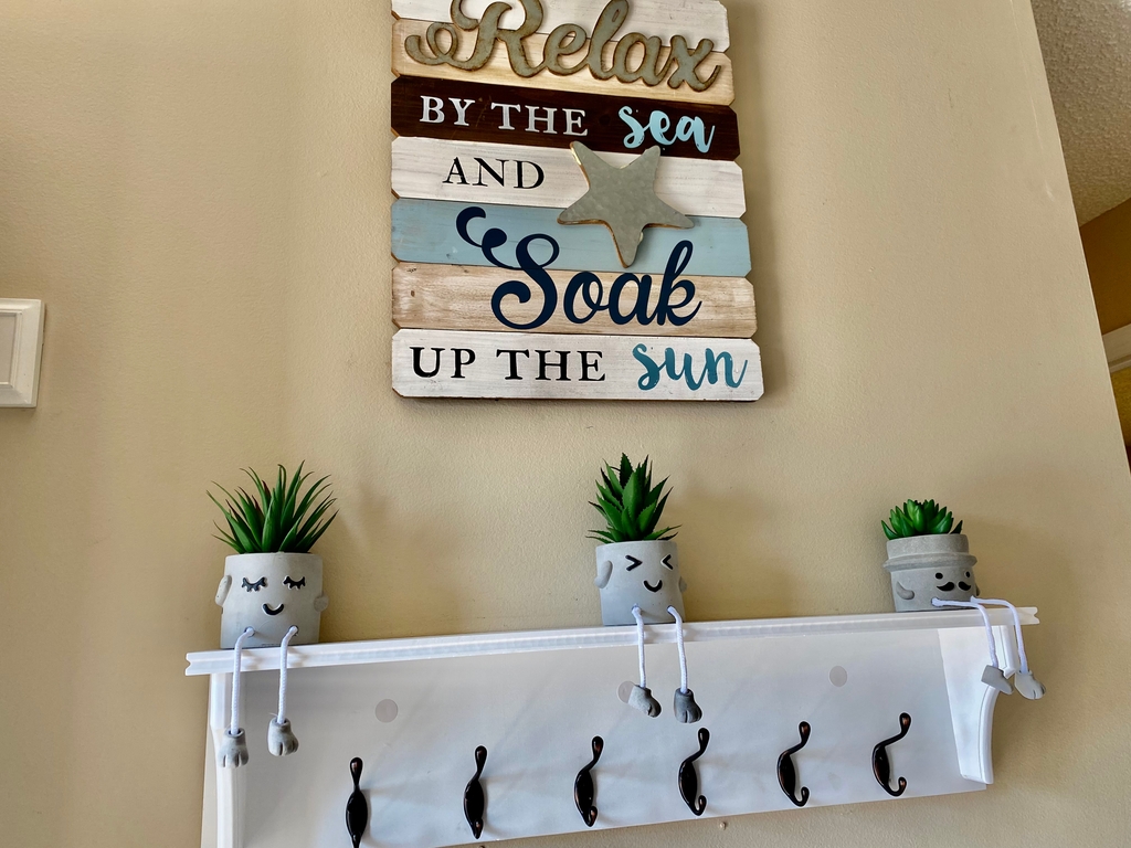 entry hooks from hanging (lots of hooks for hanging everywhere)
