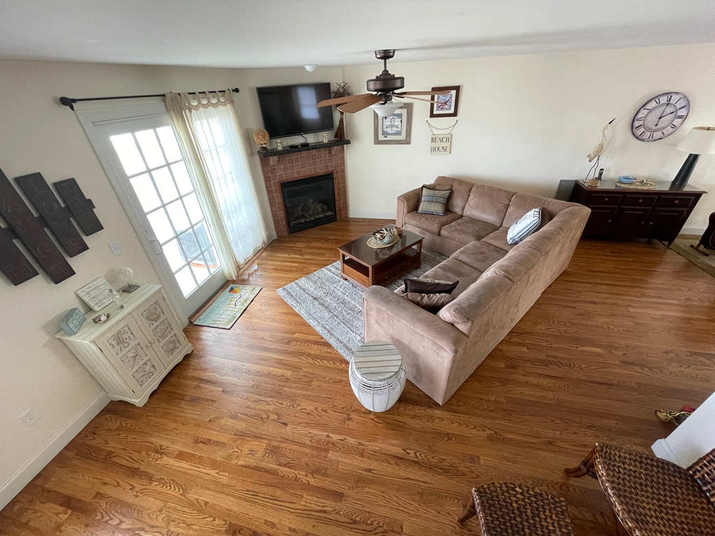 Large Sofa Bed Couch in LR with deck