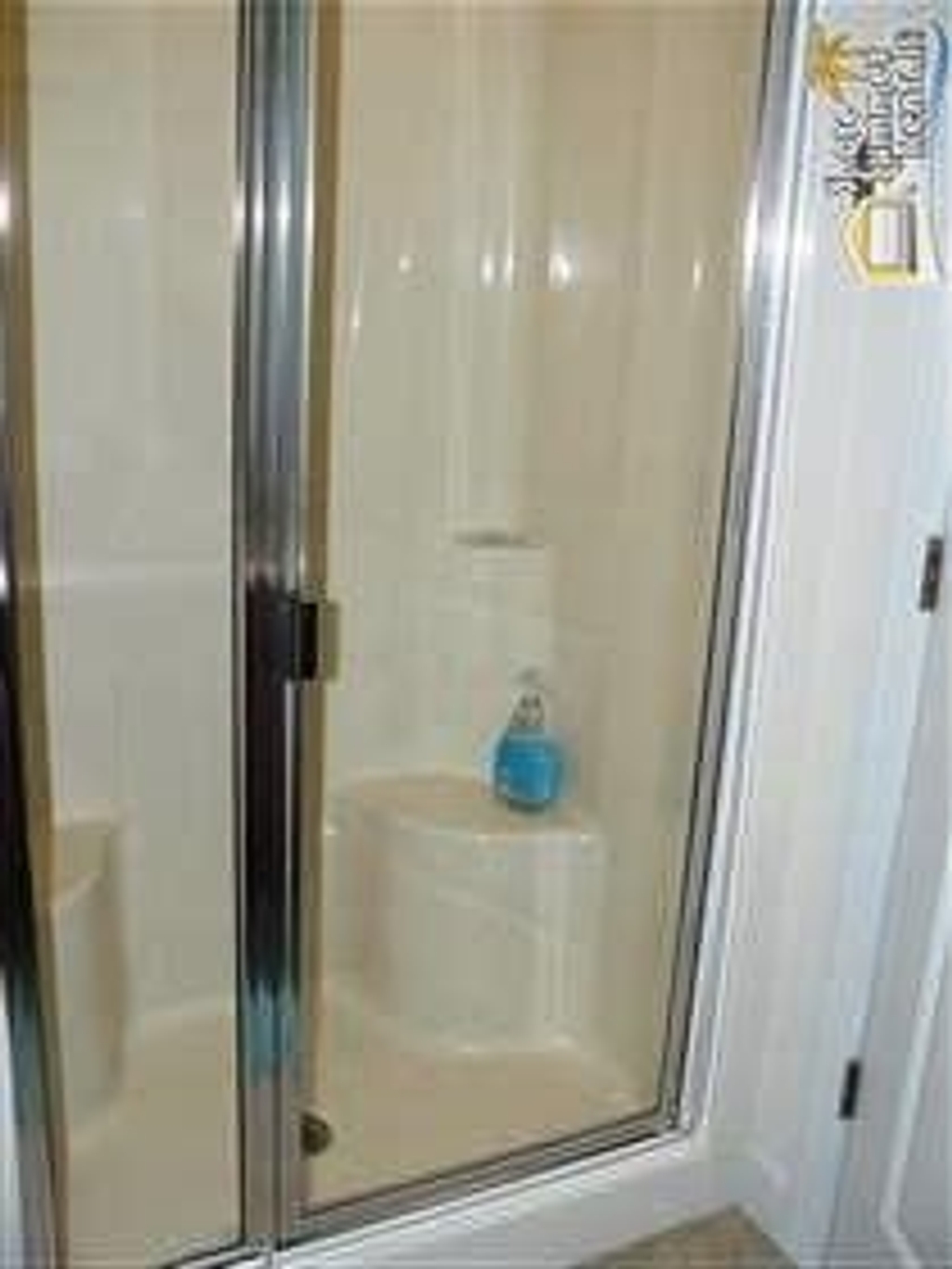 Glass Shower Off First Floor Bedroom with Full Size Bed