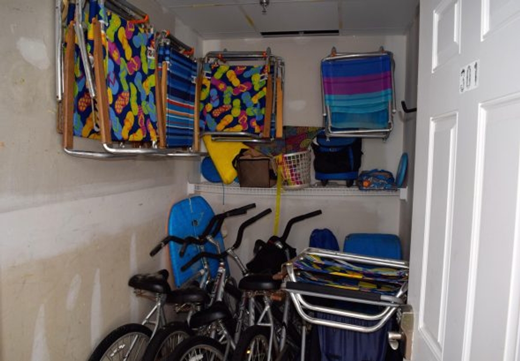 OUR STORAGE CLOSET WITH BEACH EQUIPMENT/BIKES