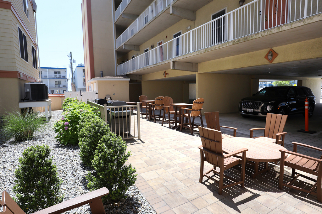 2 grills with sitting areas 