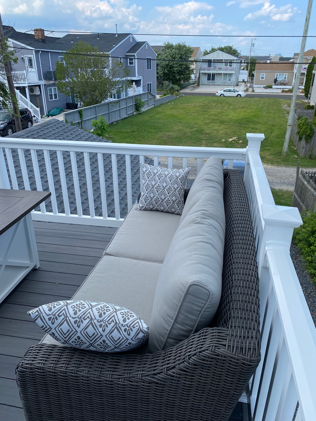 Back deck facing green space
